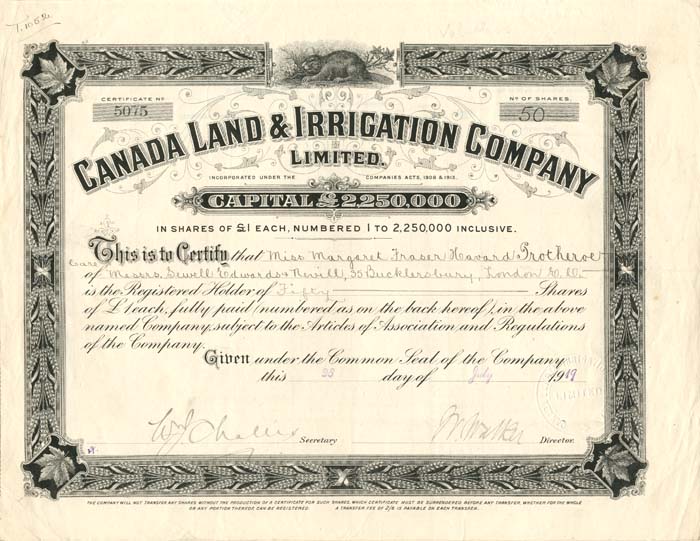 Canada Land and Irrigation Co. Limited